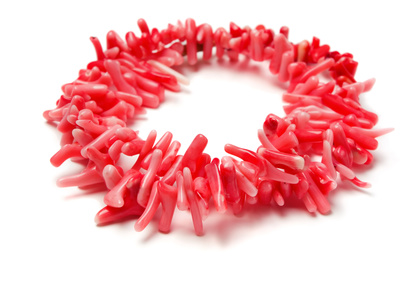 Pink handmade natural coral necklace
